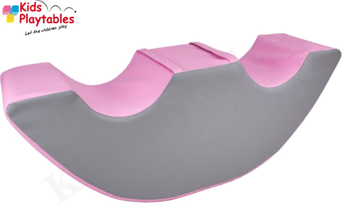 Soft Play Foam Schommelwip grijs-roze | rocker | wipwap | foamblokken | bouwblokken | Soft play speelgoed | schuimblokken